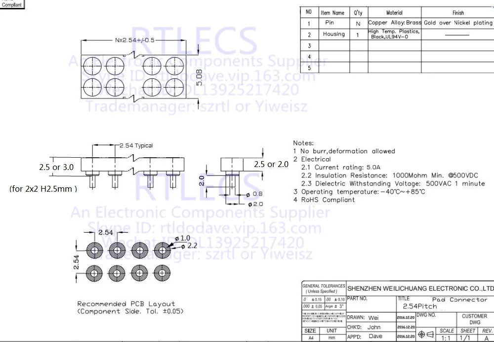 5Pcs Target PAD Connector 2.54 Grid 4 6 8 10 12 14 16 20 Pole Female Spring Pogo Pin Header Socket Power Charge DIP SMD Dual Row