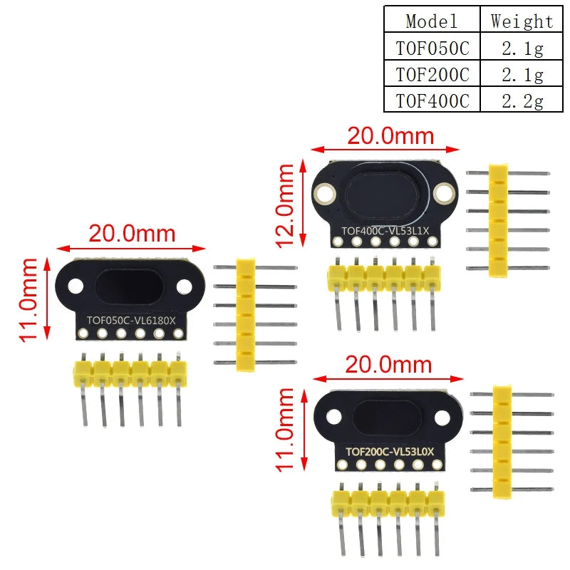 VL6180/VL53L0X/VL53L1X Time of Flight (ToF) Laser Ranging Sensor Module TOF050C TOF200C TOF400C 50CM/2M/4M IIC For Arduino STM32