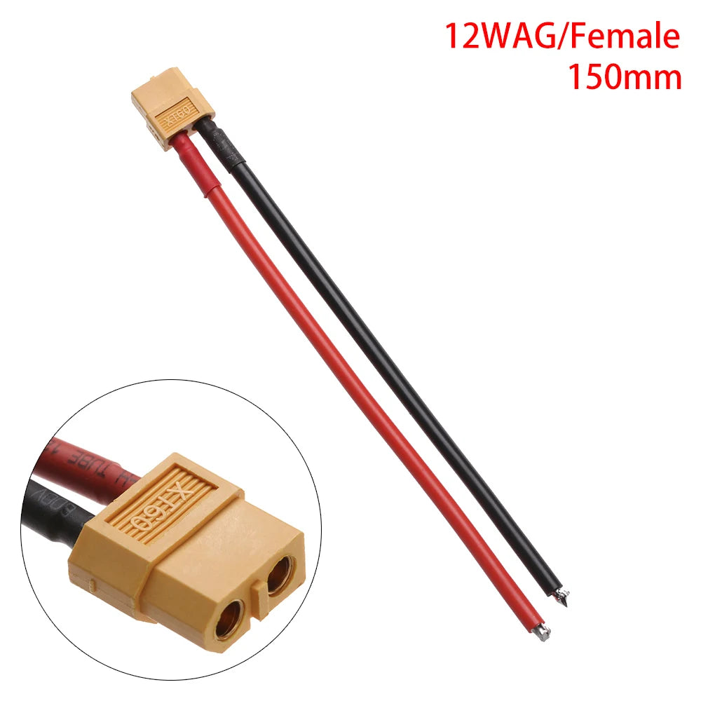 Male Female Connector Plug with Silicon 12 AWG/14 AWG Wire XT60 Connector Plug Cable Dual Extension Battery