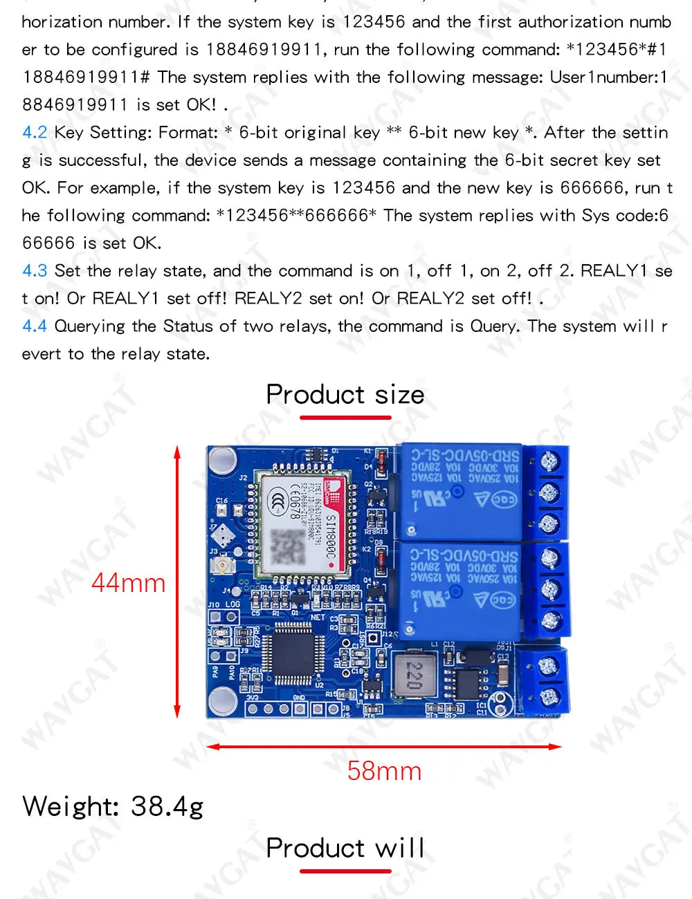 1/2 Channel Relay Module Sms Gsm Remote Control Switch Sim800C Stm32F103C8T6   for Greenhouse Oxygen Pump
