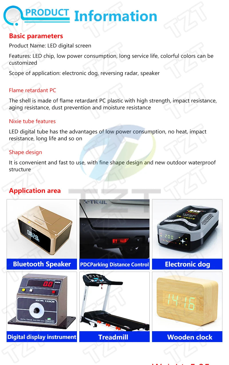 TZT 1/3PCS Reversing Radar Display 0.36 Connected Digital Tube LED Seven Segments Gongyang Green/Yellow/Red Three Colors