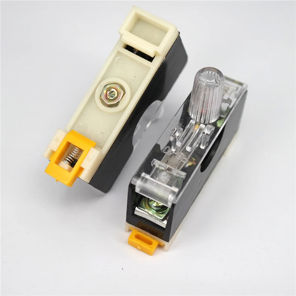 FS-101 Din Rail Mount Single Pole 6X30mm 10A Fuse Holder Glass Fuse Tube Fuse Casing Fuse socket with indicator light FuseHolder