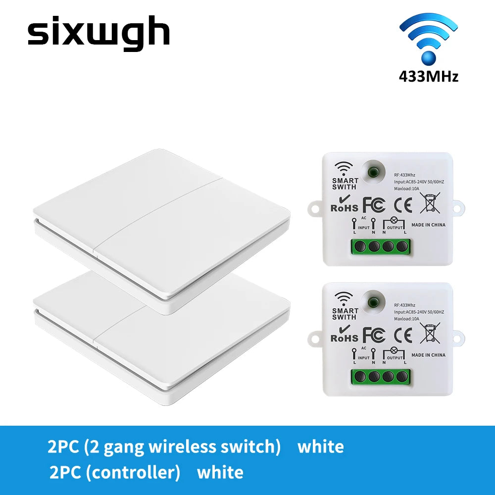SIXWGH Smart Wireless Switch RF433Mhz Self-Powered Push Button Wall Panels Remote Controller Light Switch Waterproof Wall Switch