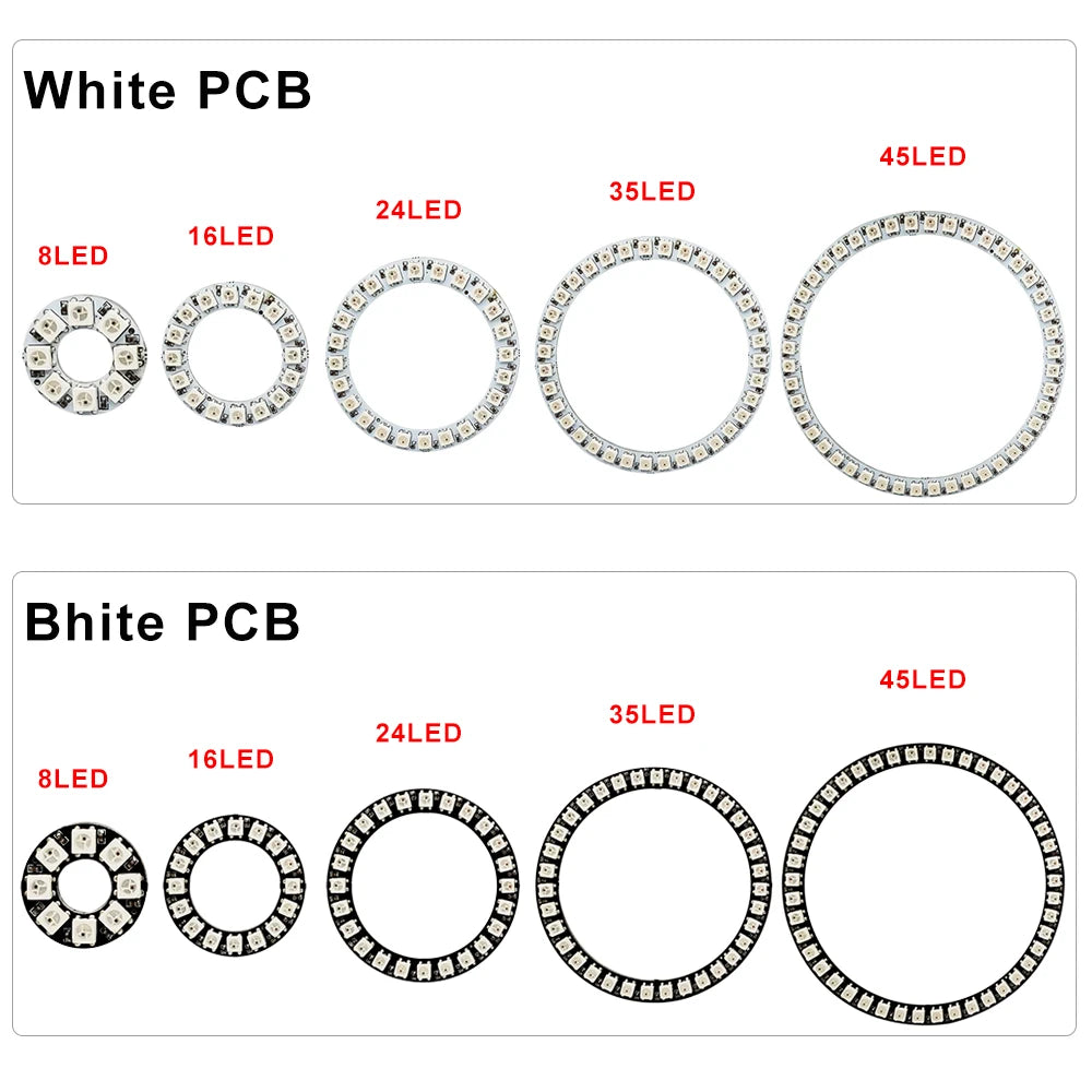 WS2812B Individually Addressable Led Ring 5050 RGB With USB 28Keys Bluetooth Music Controller Kit BuiIt-in 8/16/24/35/45 Pixels