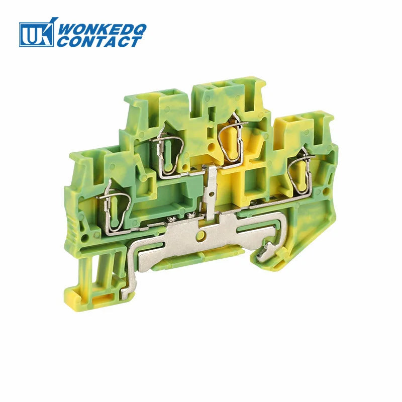 5Pcs STTB2.5-PE Ground Wire Connector Spring-cage 2 Level Earth Protect Plug Electrical STTB 2.5 PE Din Rail Terminal Block