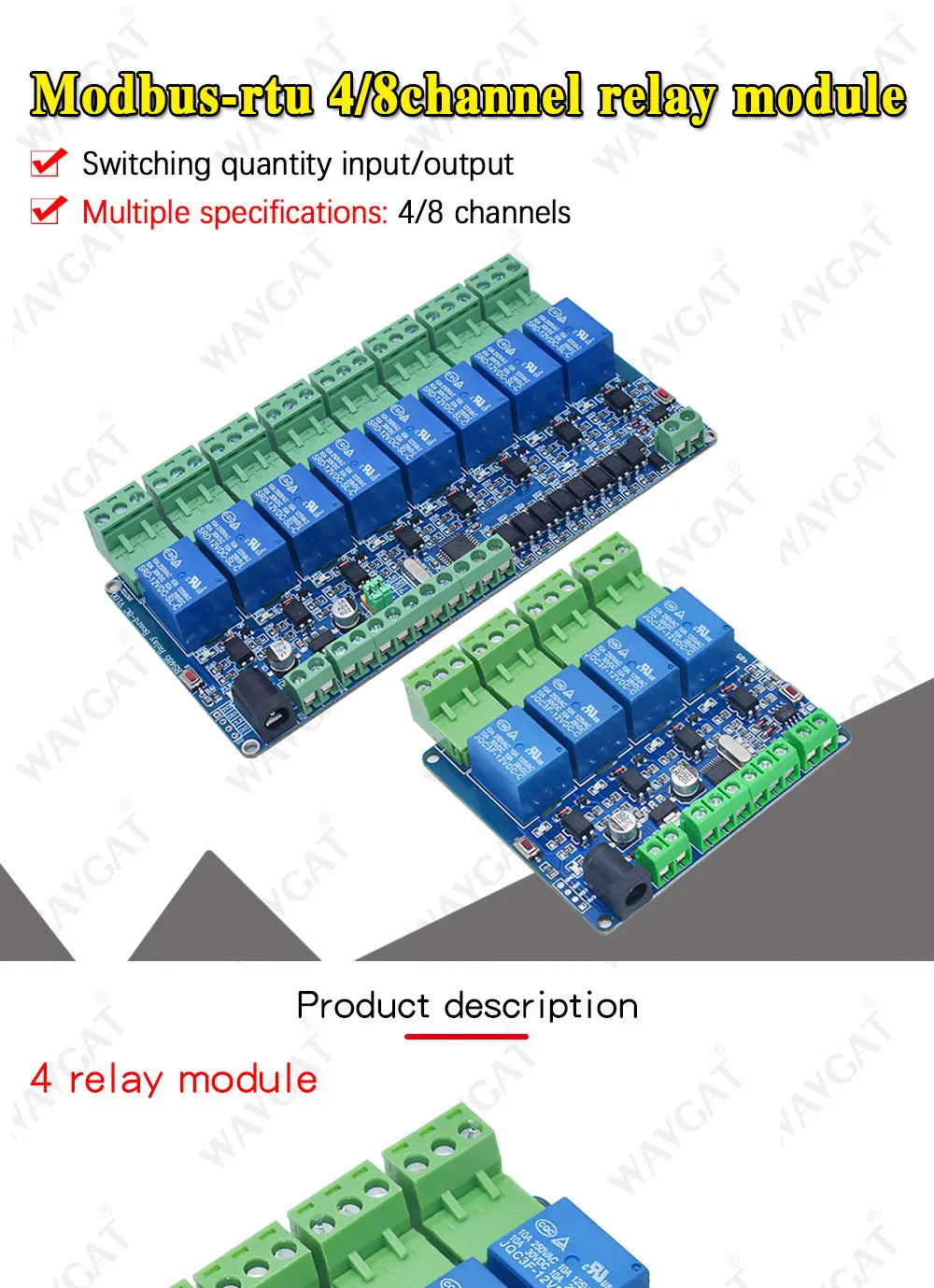 5V 12V Modbus Rtu 4 8 channel Relay Module RS485 TTL Communication 4 8 way Input Relay Module