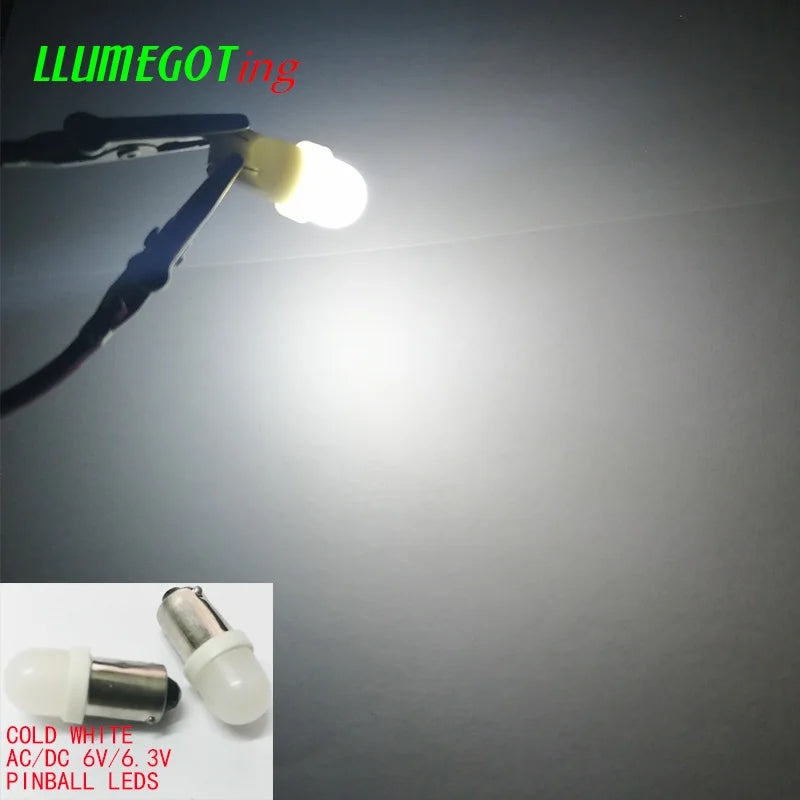 50pcs BA9S T4W #44 #47 Milk White Dome 2x 5630SMD Various Color Non Polarity AC DC 6V 6.3V Bally Pinball Game Machine Led Bulbs