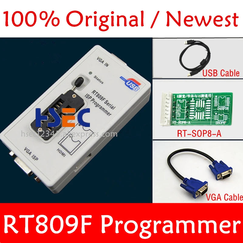 Original Newest RT809F ISP Programmer clip + 5 adapter socket for bios rt809 ICSP usb programmer universal nand tsop48