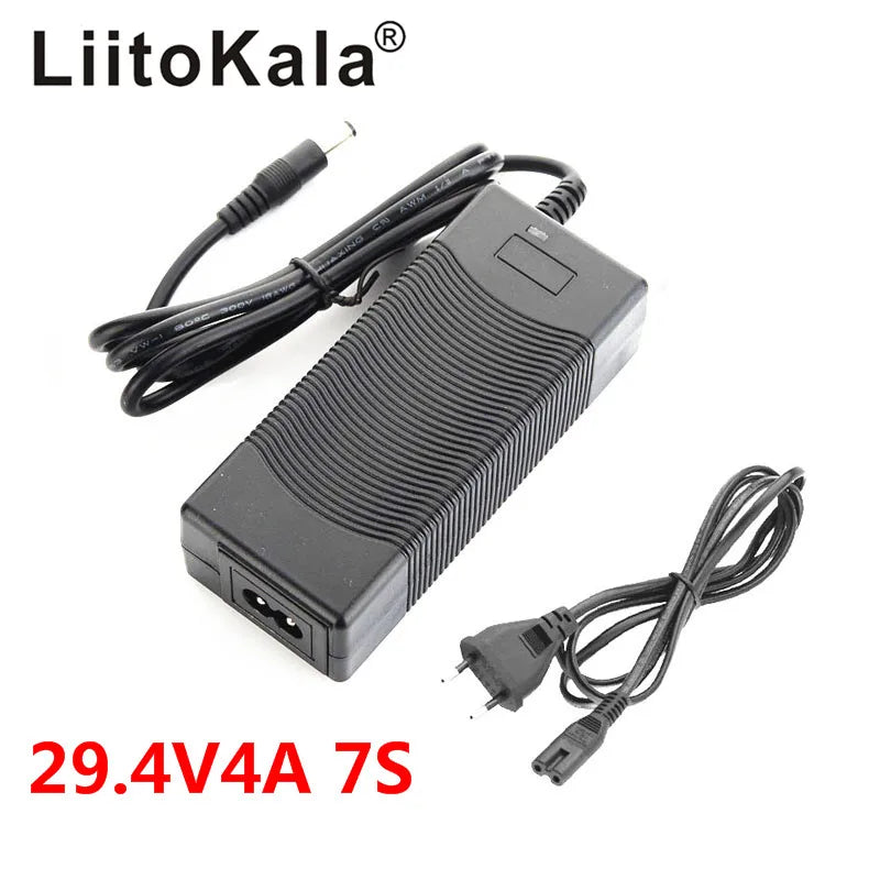 LiitoKala 12V 24V 36V 48V 3 Series 6 Series 7 Series 10 Series 13 String 18650 Lithium Battery Charger 12.6V 29.4V DC 5.5*2.1mm