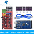 Mega 2560 R3 + RAMPS 1.4 control panel+ 5pcs A4988 or DRV8825 Stepper Motor Drive for arduino kit