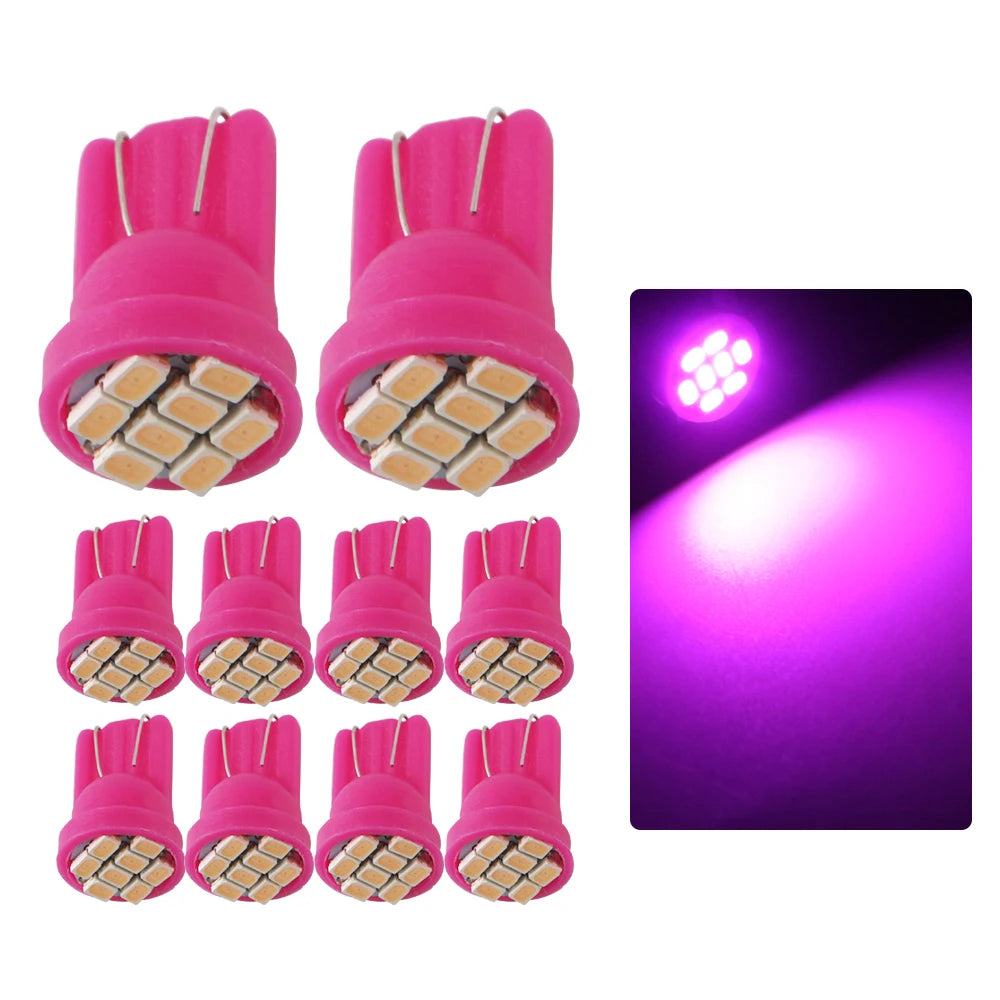 10Pcs AC/DC 6V 6.3V Led Bulb Arcade Pinball Car Light T10 W5W 555 192 168 194 1206 8 SMD LED White Blue Red Green Amber Pink