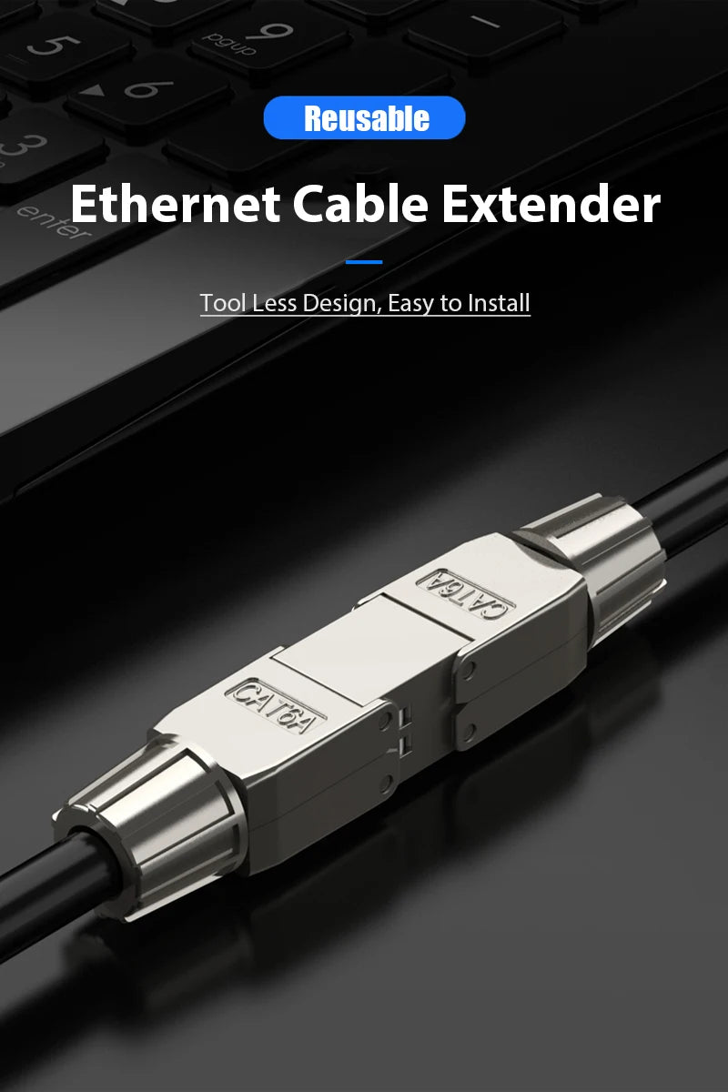 ZoeRax Cat6A Cat7 Cable Extender Junction Adapter RJ45 Connector Box RJ45 Lan Cable Extension Connector Full Shielded Toolless