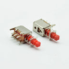 5pcs  Right Angle PCB Latching Push Button Switch DPDT Double Pole 6 Pin self-locking key power switches red blue yellow A03/04