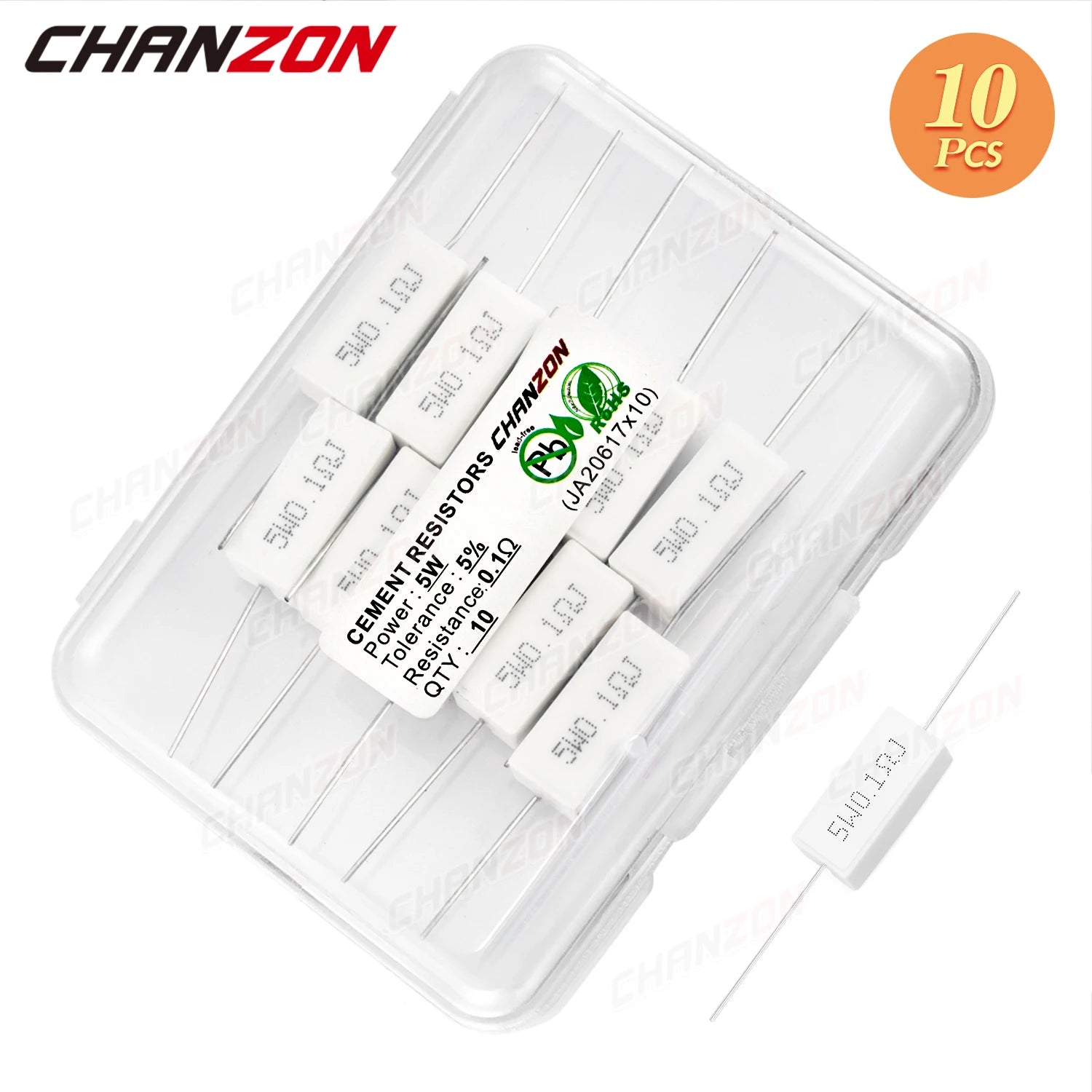 10Pcs 5W 5% Cement Wirewound Resistors 0.1 0.22 0.33 0.47 0.5 10 50 100 330 1K 10K Ohms 5Watt Fixed Wire Wound Ceramic 5 W Watt