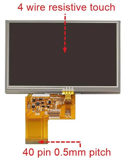 IPS 4.3 inch 40PIN HD TFT LCD Capacitive Screen (Touch/No Touch) 24Bit TTL-RGB Interface GT1151Q 6P I2C Interface 800*480