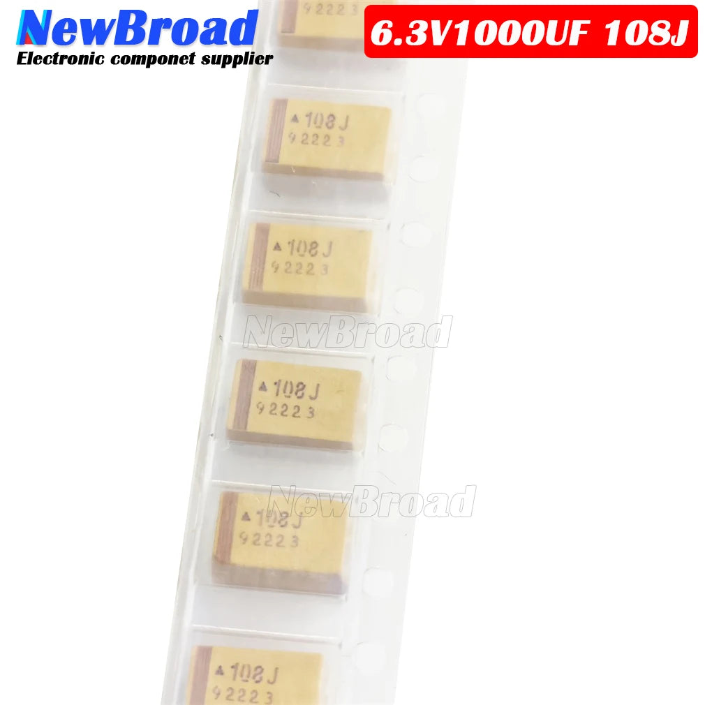 5PCS SMD Tantalum Capacitor 6.3V1000UF 108J 1000U 6V E7343 E-type 2927 6.3V 1000UF Yellow Black