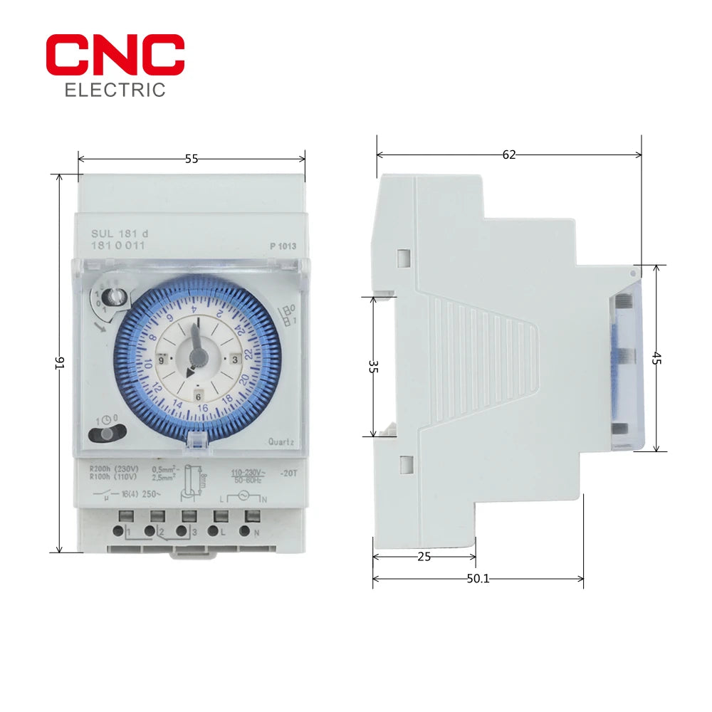 CNC SUL181d Time Relay Track Installation Mechanical Timer 220V 24-hour Industrial Time Control Switch