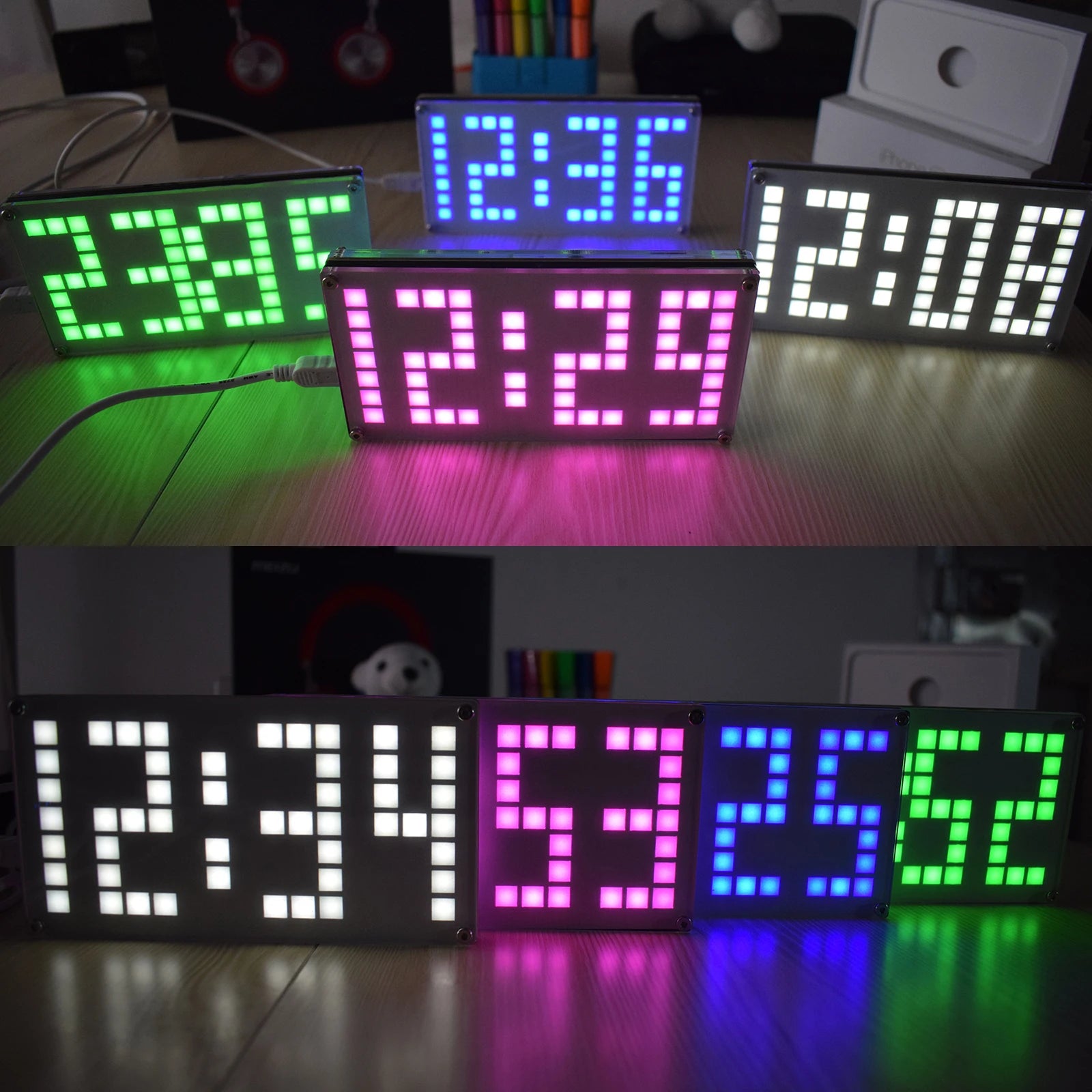 Touch Key DIY Clock DS3231 Big Size LED Dot Matrix Alarm Clock Kit