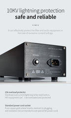 TODN Audio Noise AC Power Filter Power Conditioner Power Purifier Surge Protection with EU Outlets Power Strip