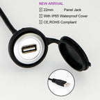 22mm Hole Install USB Connector/Socket FEMALE A - MALE A With Extend Cable(60cm,150cm)
