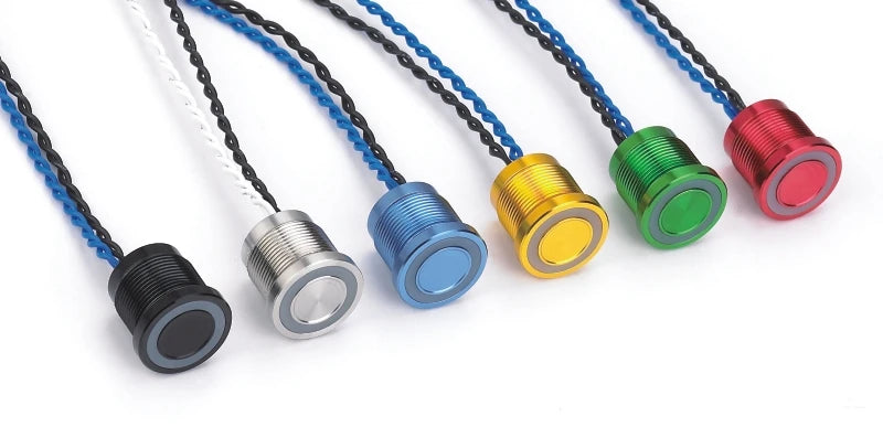 16MM 19MM 22MM IP68 316L stainless steel or  Black aluminum Waterproof RGB 3 color piezo push button switch PS223P10YSS1RGB24T