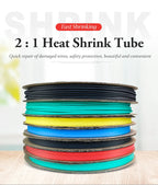 200 METER/Roll BLACK 1/2/2.5/3/4mm Heat Shrink Tubing Tube Kit Insulation Tubing Wire Cable