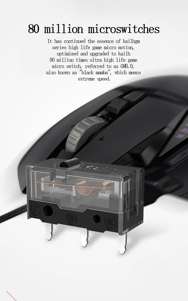 Kailh Micro Switch GM8.0 Mouse Switch Esports Mouse Accessory Computer Mice Gold Contactor 80 Million Click Left Right Button