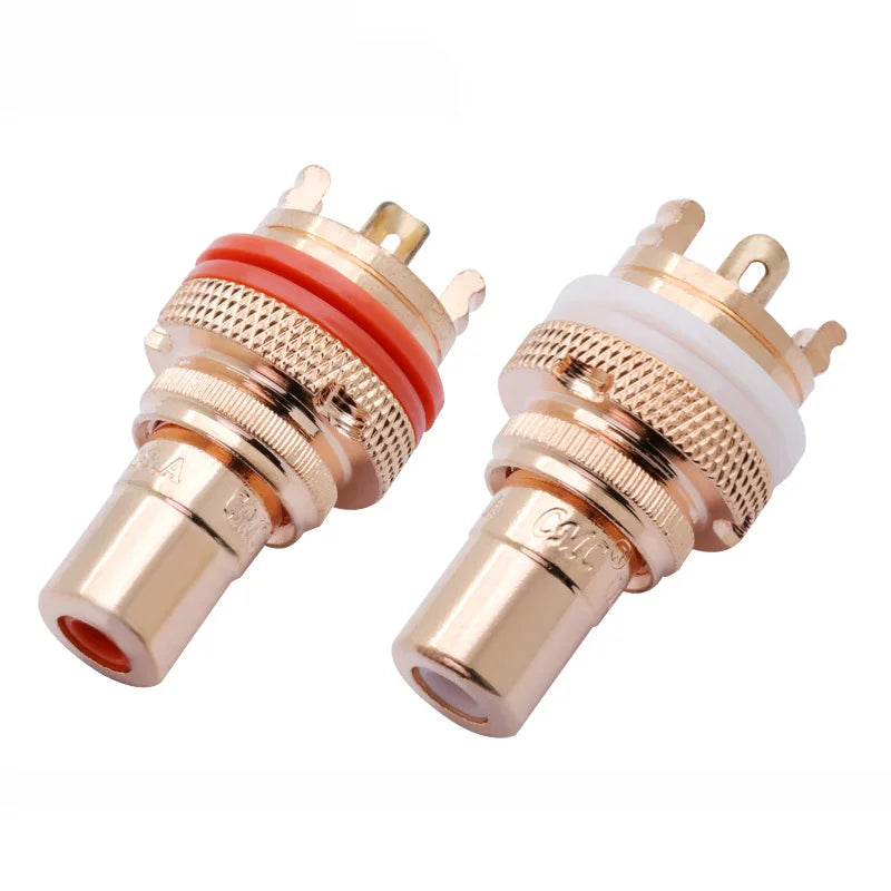 1pair/2pcs Luxury Gold plated RCA Jack Connector Panel Mount Chassis Audio Socket Plug Bulkhead with NUT Solder CUP 3Colors