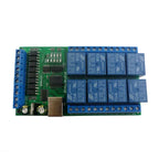 DC 12V 24V 8ch Optically Isolated IN USB COM Relay Module UART RS232 Serial Port Switch Board Digital Collector PLC