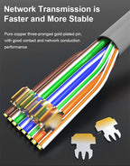 CAT7 Shielded 10Gbps STP RJ45 Modular Plug Connector with Load Bar, 50μ Gold-plated Support 23-26AWG