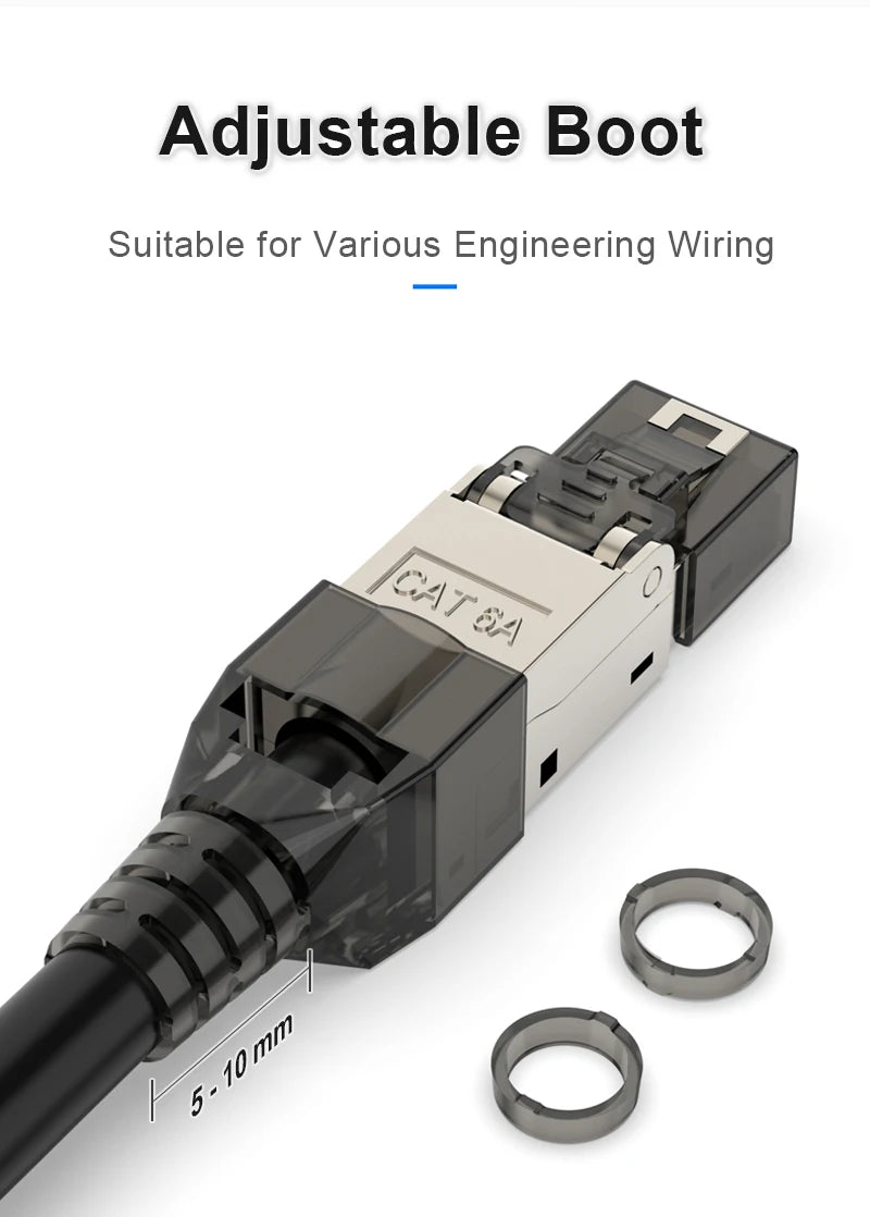 ZoeRax 10Pcs RJ45 Cat8 Cat7 Cat6a Connectors, Tool-Free Zinc Alloy Shielded Ethernet Termination Plugs for 23AWG SFTP Cables