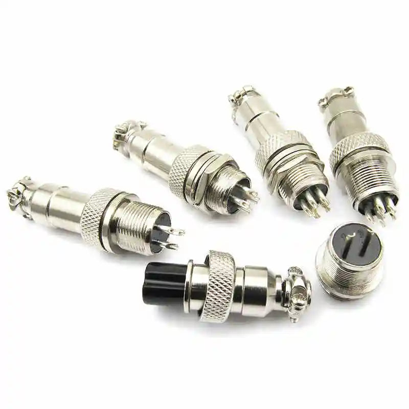 1set GX12 2/3/4/5/6/7 Pin Male + Female 12mm Circular Aviation Socket Plug Wire Panel Connector with Plastic Cap Lid