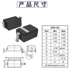 50pcs SOD-123 Zener Diode 1206 0.5W BZT52C2v4 WX BZT52C2v7 W1 BZX52C3v0 W2 2.4v 2.7v 3v