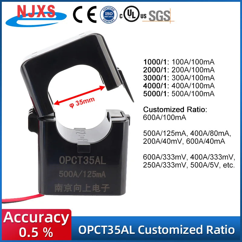 Split Core Current Transformer OPCT35AGL 4000/1 6000/1 400a 100ma 600a 333mv Silicon Iron Core Clmp Type AC Measurement