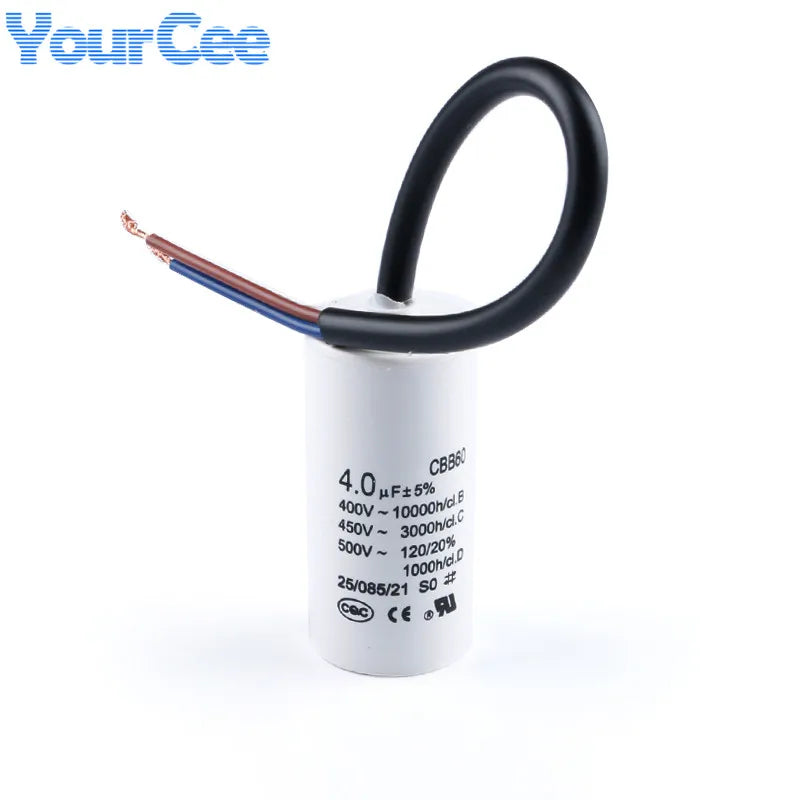 CBB60 Motor Run Capacitor Starting Capacitor AC450V 2/3/4/5/6/8/10/12/14/15/16/18/20/25/30/40/45/50/60/70UF for Washing Machine