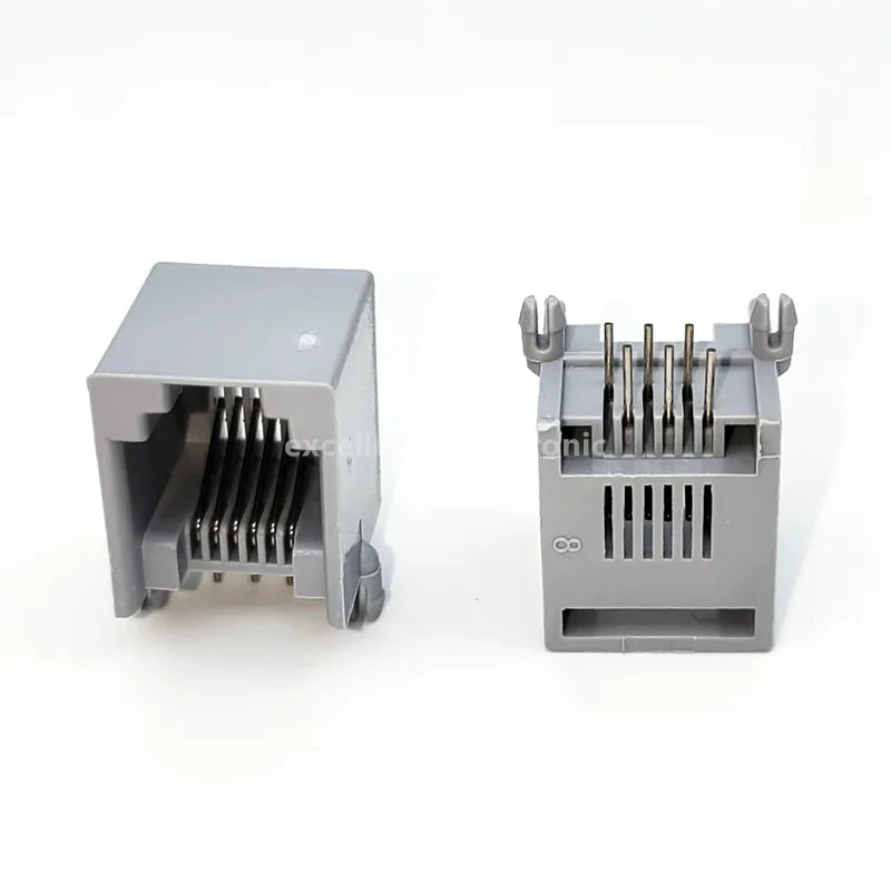 5/10Pcs RJ11 Telephone Socket 4P4C 6P4C 6P6C Plug Horizontal Right Angle 4 Pin/6 Pin Female Socket PCB Connector Gray