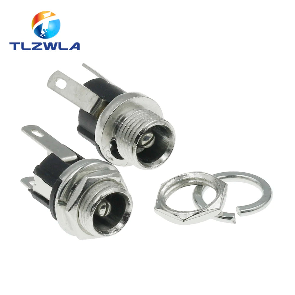 10PCS DC025M 5.5*2.1/2.5mm DC Socket With Nut 5.5x2.1/5.5x2.5 mm DC Power Jack Socket Female Panel Mount Connector