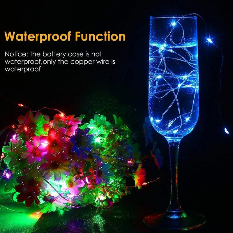 1M 2M 3M 5M Copper Wire LED String Lights Battery Operated Holiday Lighting Fairy Garland For Christmas Tree Wedding Party Decor