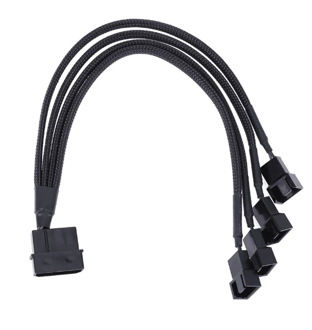 RGEEK 30cm Molex 4 Pin To 4 X 3/4-Pin 5V12V Usb Sleeved Dual Fan Power Adapter Cable