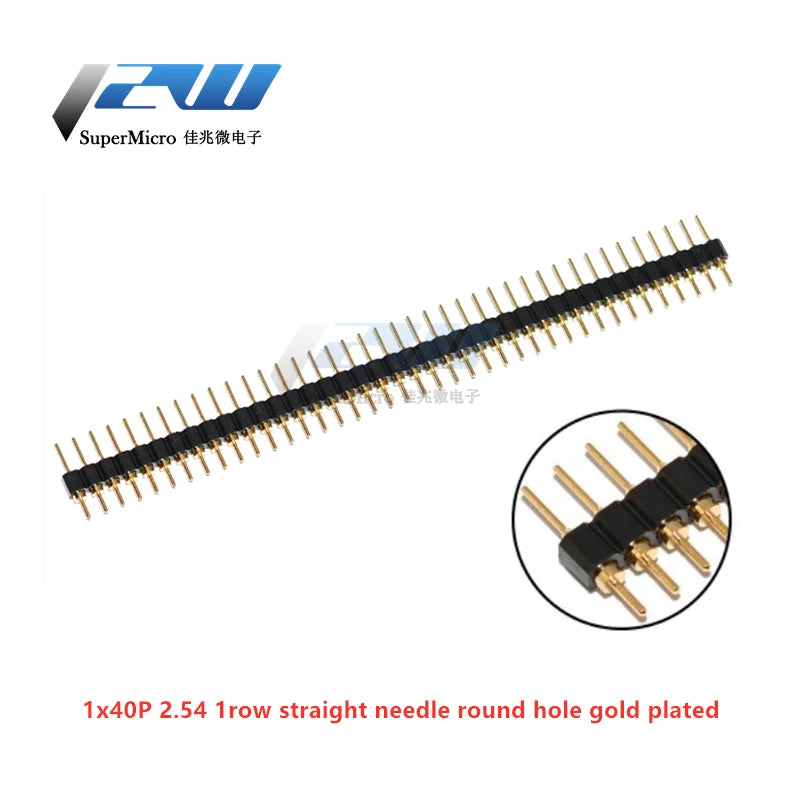 5 Pcs/Lot Round Hole Pin Header 2.54MM Pitch Row Female Single Row 1x40P, Double Row 2x40P, Double Row Pin Round Pin Gold Plated