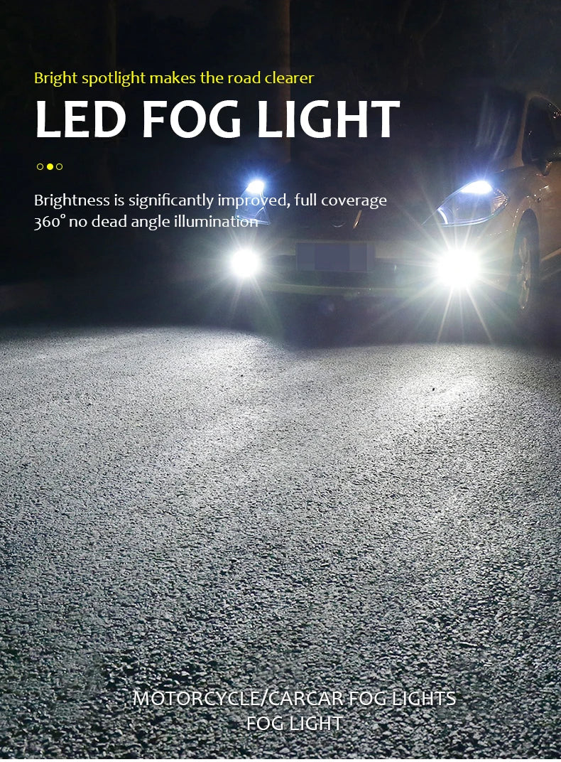 2PCS H8 H11 Led HB4 9006 HB3 9005 Fog Lights Bulb 3030 12SMD 6000K White Car Driving Running Lamp Auto Front Lamp Leds Light 12V