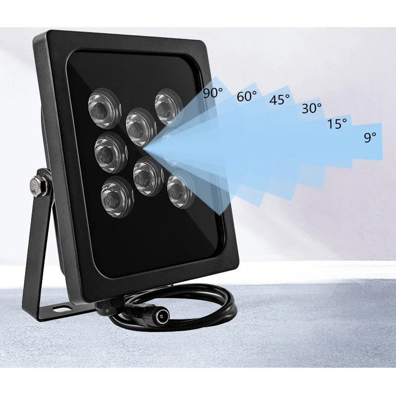 940NM Invisible Illuminator 60M IR Distance 8Array LEDs Infrared Waterproof Night Vision For CCTV Camera 90/60/45/30/15/9 Degree