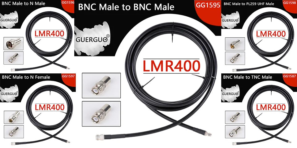 LMR400 Cable 50Ohm 50-7 BNC Male to BNC Male Plug Adapter 50-7 Pigtail Jumper Ham Radio Antenna Extension Cord Coaxial Connector