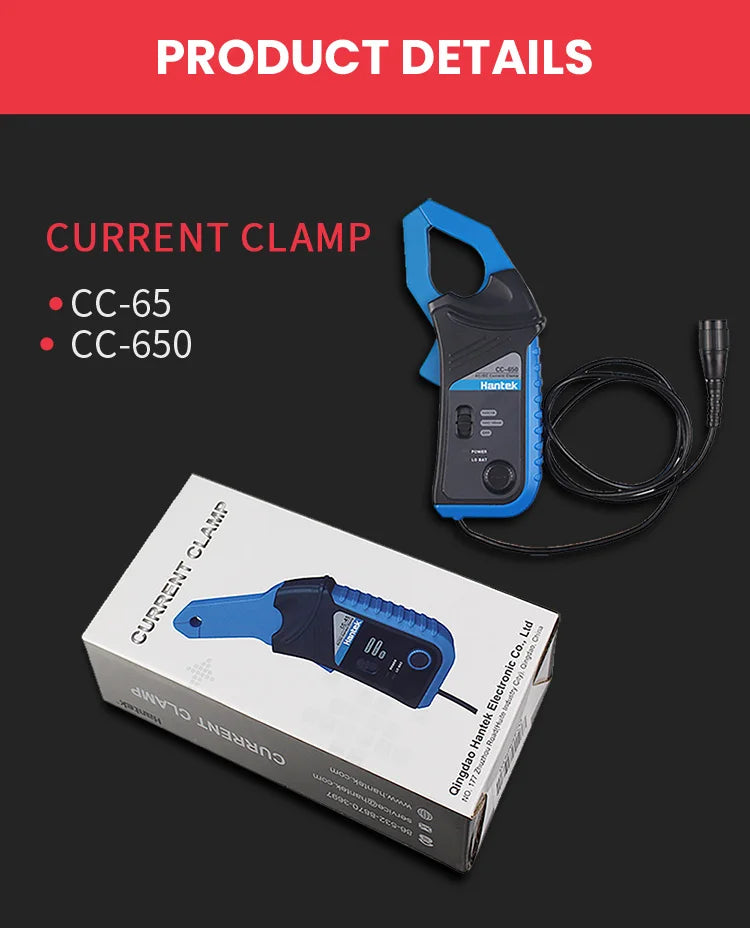 Hantek Oscilloscopes CC65 CC650 CC800 AC/DC Current Clamp Meter 20KHz 400Hz Bandwidth 1mV/10mA 65A/650A with BNC Plug