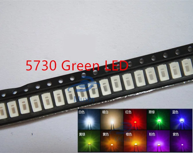 100pcs=5colors x 20pcs 5050 5730 3014 1210 2835 3528 1206 0805 0603 0402 SMD LED Diode Kit Red / Green / Blue / White / Yellow
