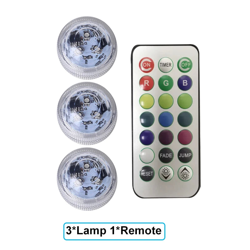 Underwater RGB Submersible Lights Wireless LED Car Interior Ambient Light Remote Control Decor Auto Roof Foot Atmosphere Lamp