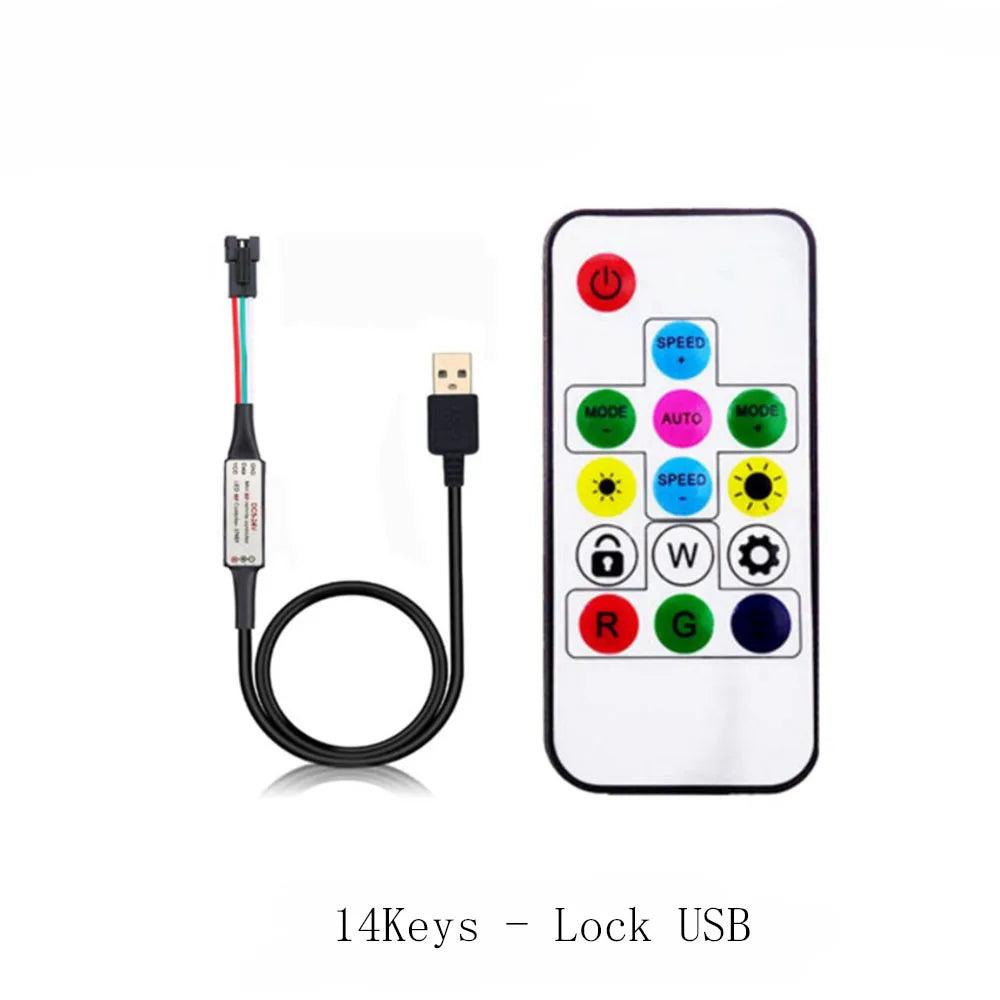WS2812B DC5V Led Pixel Ring Individul AddressabIe Ring 5050 RGB WS2812 IC BuiIt-in Led ModuIe And 14Keys Lock USB  Controller