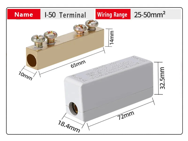 Terminal Block High Power I-Type Wire Cable Connector Quick Electrical Wiring Junction Box I-16/25/35/50  2.5-50mm2 80/120/150A