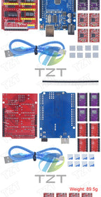 TZTUNO R3 With USB Cable + CNC Shield V3 Engraving Machine 3D Printe+ 4pcs DRV8825 Or A4988 Driver Expansion Board For Arduino