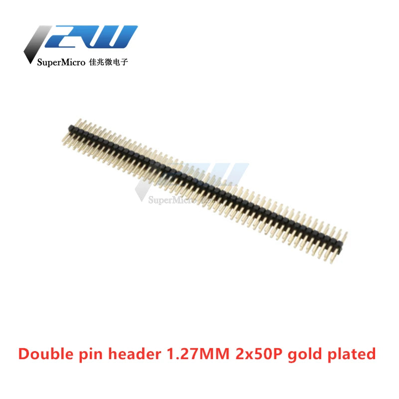 Free shipping (5pcs/lot) Pitch 1.27MM Pin Header Female Single and Double Row 1*40P 50P 2*40P50P Straight/Curved Pin Gold Plated